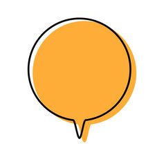 シンプルな線がずれた吹き出し　丸形の下向き