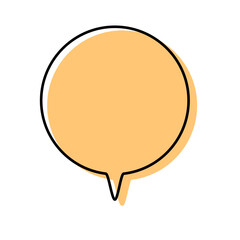 シンプルな線がずれた吹き出し　丸形の下向き