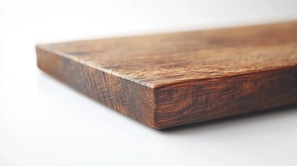 Fototapeta premium Close-up view of a rustic wooden cutting board's edge.