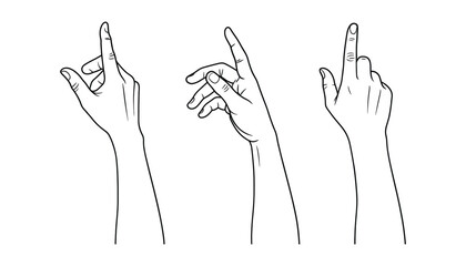Three hands pointing in different directions illustration