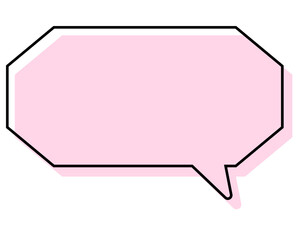 シンプルな線がずれた吹き出し　細長い八角形