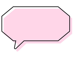 シンプルな線がずれた吹き出し　細長い八角形