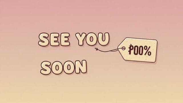 Playful announcement with a price tag design, expressing a friendly farewell in a pastel background