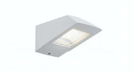 Modern white outdoor wall light fixture, illuminating with a rectangular, bright, and energy-efficient LED light source, perfect for architectural illumination.