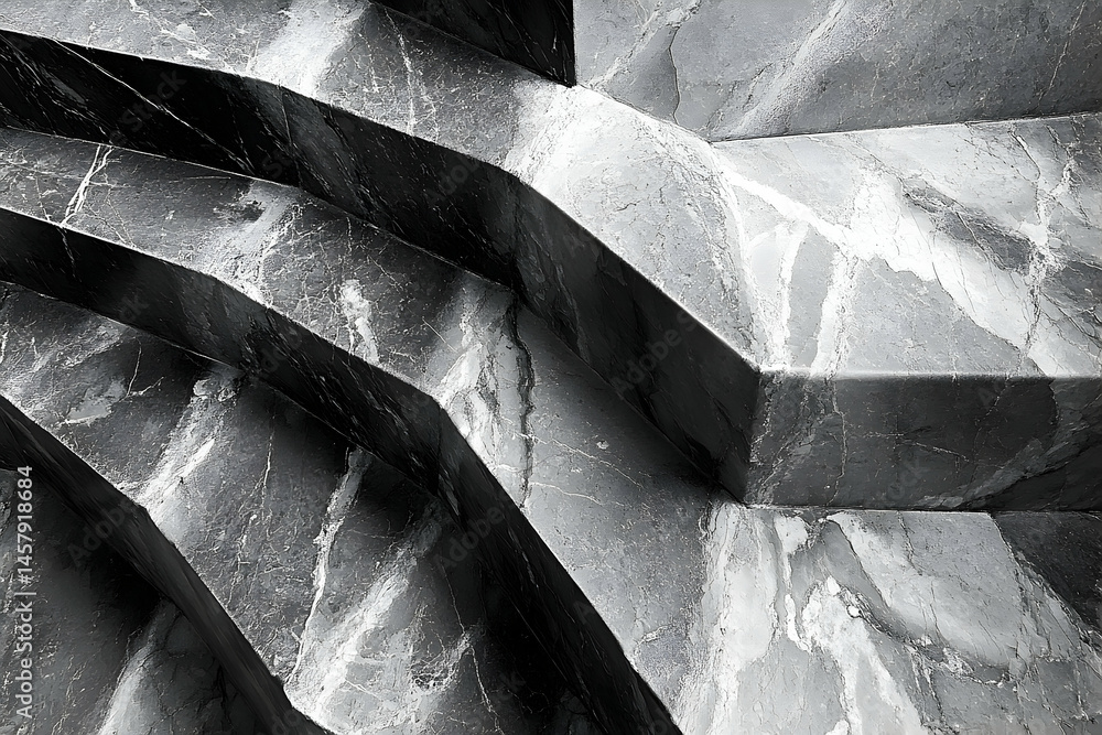 Poster abstract stone facade design in intricate geometric patterns.