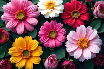 Fototapeta premium Intricate floral blooms arranged in perfect hexagons , abstract, floral geometry