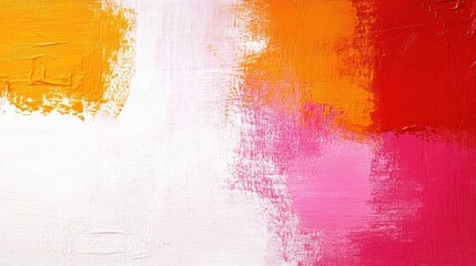 Obraz premium Abstract oil painting orange pink white