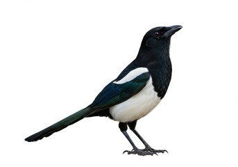 Eurasian Magpie Bird Detailed Photo Black White Green Wings Image Sharp Animal Nature Pretty Bright