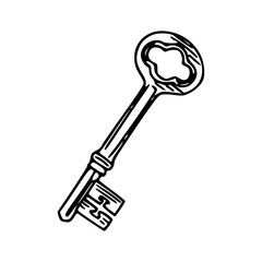 antique key line art design