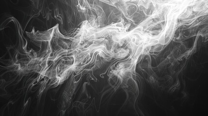 Obraz premium Abstract Swirling White Vapor on Black Background