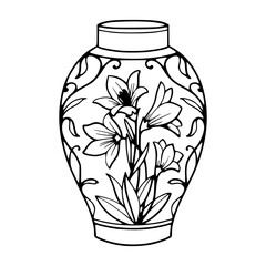 decorative flower pot line art
