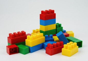 Colorful Plastic Building Blocks Toy Set Fun Kids Playtime Educational red toys game blue child