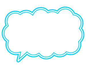 シンプルなカラー線の吹き出し　細長い雲形