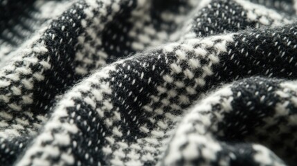 Obraz premium Close-up of Black and White Woven Fabric
