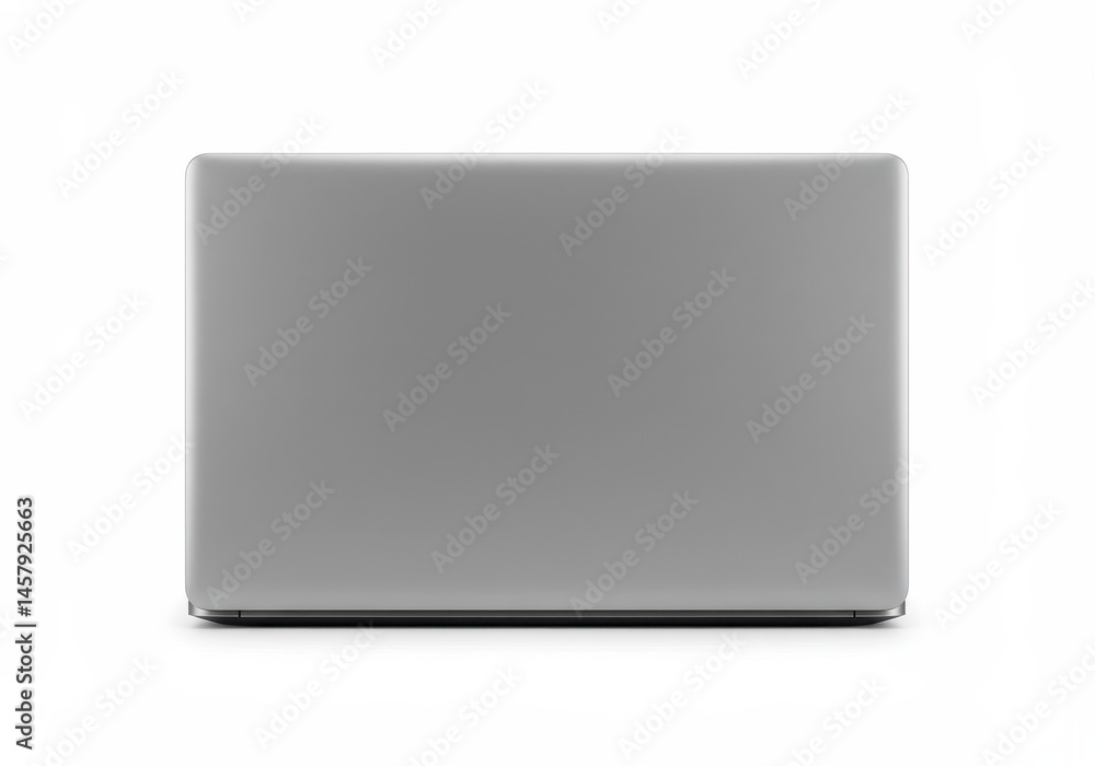 Poster modern gray laptop computer mockup isolated background digital device technology work clean image