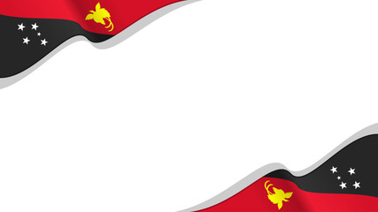waving papua new guinea flag frame background with copy space for text. papua new guinea national day