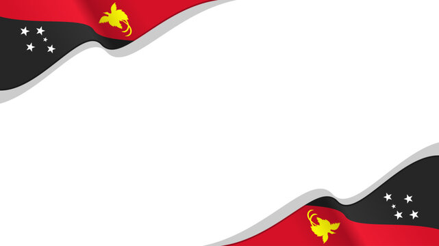 waving papua new guinea flag frame background with copy space for text. papua new guinea national day