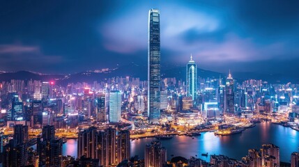 Fototapeta premium Illuminated cityscape at night