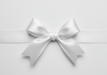 Elegant White Satin Ribbon Bow Gift Decoration Perfect for Wedding Invitation Card Design Background