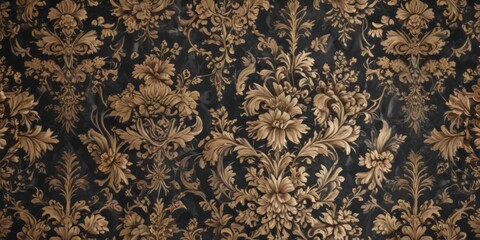 Opulent floral wallpaper, seamless damask pattern, intricate, victorian, rococo