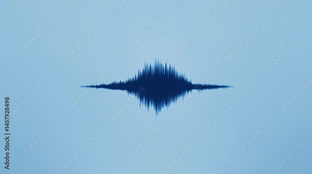 Poster a blue sound wave pattern is centered on a light blue background, resembling an audio waveform or fr