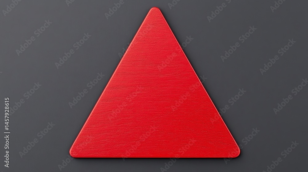 Poster a red wooden triangle sits on a dark, smooth background, creating a simple and striking geometric co