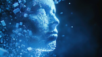 Digital Human Face Composed of Cubes