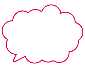 シンプルなカラー線の吹き出し　丸みのある雲形