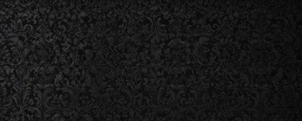 Fototapeta premium Seamless black gothic wallpaper, ornate floral damask pattern, swirling vines , seamless, dark, gothic design