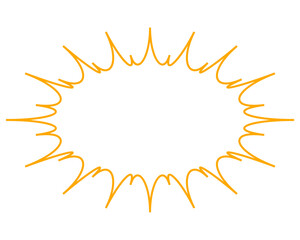 シンプルなカラー線の吹き出し　細長いギザギザした形