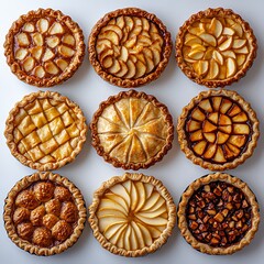 Rustic apple pie variations perfectly displayed on table high resolution images