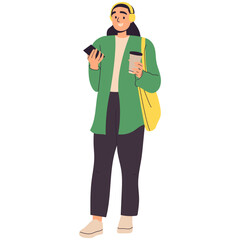University Student Cartoon Character. Vector Illustration