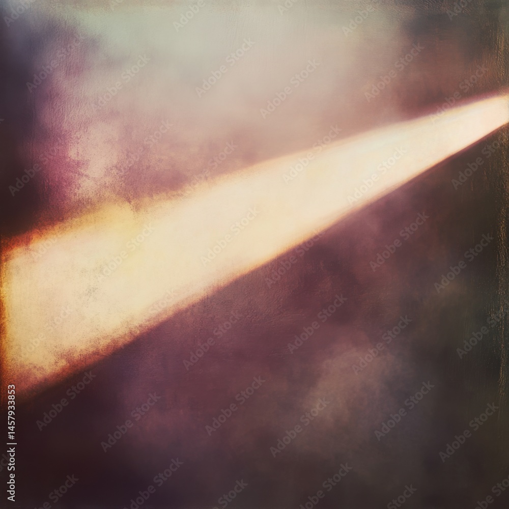 Aufkleber abstract light beam shines diagonally across textured canvas in a dark moody scene with subtle color