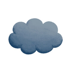Grey Rain Cloud with Whimsical Watercolor Brush Hand Drawn Painting Style for Weather Clipart Puffy Storm Cumulus Children Editorial Design Sky Nature Acrylic Element