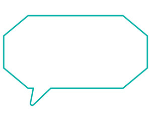 シンプルなカラー線の吹き出し　細長い八角形