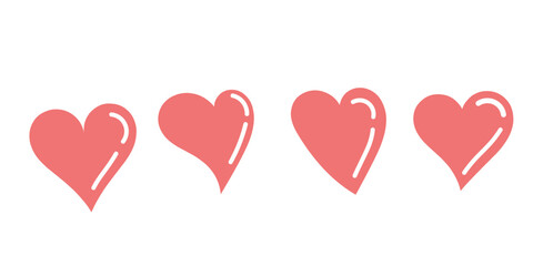 Heart, love, romance or valentine's day red heart. Heart vector icon. shiny hearts. Isolated artistic red heart love symbol in editable vector.