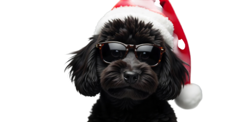 Stylish Dog with Santa Hat PNG