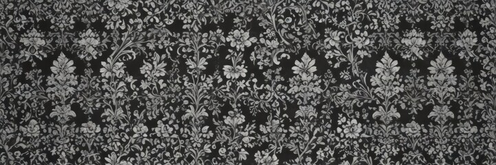 Fototapeta premium Subtle gothic damask; black & white floral, intricate patterns, seamless repeat , decor, repeat, intricate