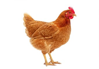 Fototapeta premium Beautiful Brown Hen Farm Animal Poultry Bird Chicken Domestic Egg Meat Food Barn Wing Rural White