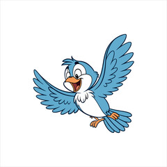 Cheerful Cartoon Bluebird in Flight