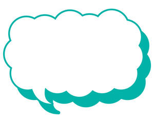 シンプルなカラー線の吹き出し　細長い雲形