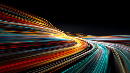 Colorful Light Streaks Showing Speed and Energy Representing Movement and Digital Creativity