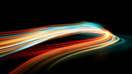 Colorful Light Streaks Showing Speed and Energy Representing Movement and Digital Creativity