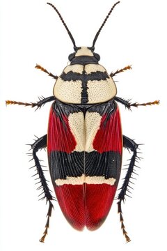 Striking Cucujidae Beetle with Bold Markings on White Background for Scientific Study