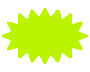 シンプルなカラーの吹き出し　細長い丸みのあるギザギザした形