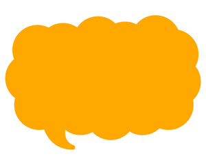 シンプルなカラーの吹き出し　細長い雲形