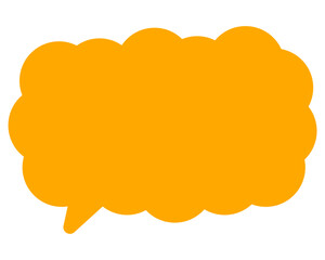 シンプルなカラーの吹き出し　細長い雲形