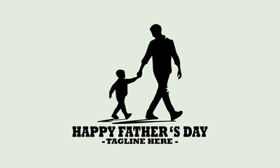 illustration vector happy father's day design, logo vector happy father's day art and silhouette of happy family on a white background