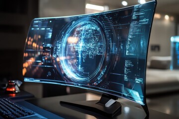 Transparent OLED monitor, futuristic look