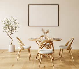 Elegant Dining Room with Wooden Furniture and Natural Light